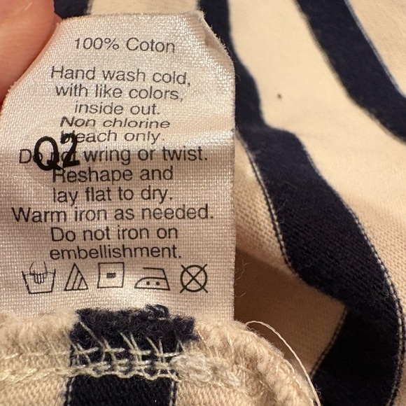 J. Crew Jeweled Embellished Striped Long Sleeve Top Cream/navy stripe women’s XS - Picture 7 of 10